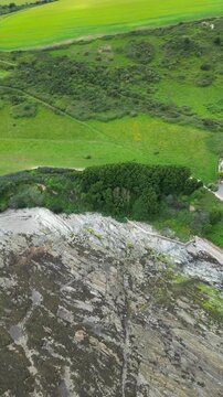 High Angle Footage of Beach and Ocean at Looe Town of England During Hot Sunny Day of June 29th, 2025