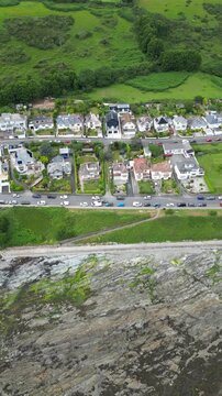 High Angle Footage of Beach and Ocean at Looe Town of England During Hot Sunny Day of June 29th, 2025