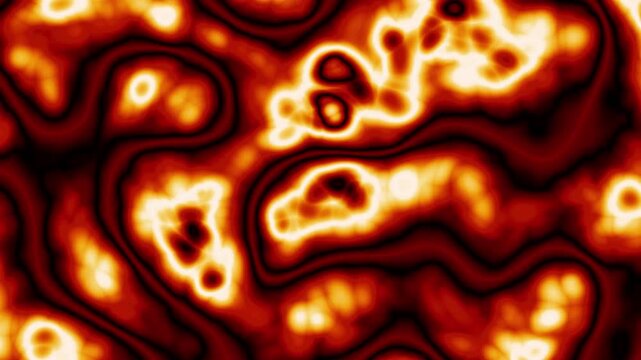 Microscopic biological cells under heat, glowing orange organic bacteria movement, abstract thermal energy texture, fiery liquid plasma background