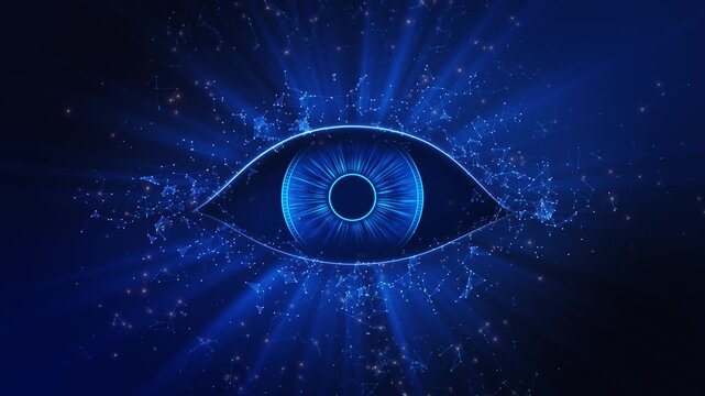 Futuristic Digital Eye Artificial Intelligence Vision Glowing eye network connections artificial intelligence, surveillance data vision systems, biometric security, smart technology innovation visuals