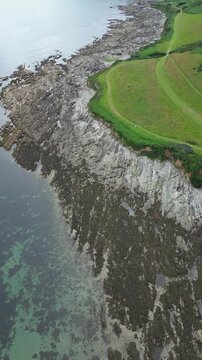High Angle Footage of Beach and Ocean at Looe Town of England During Hot Sunny Day of June 29th, 2025