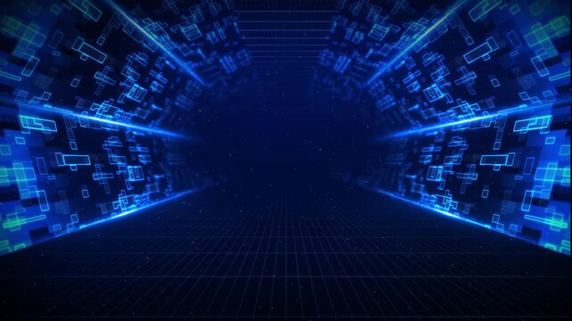 Futuristic Digital Tunnel Data Corridor Technology Background futuristic environment. visuals, network infrastructure, virtual space innovation modern interface presentations, cyber environment scenes