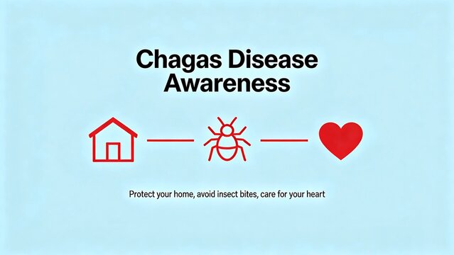 World Chagas Disease Day 2026 Awareness Banner with House Bug and Heart Symbol Minimal Medical Concept