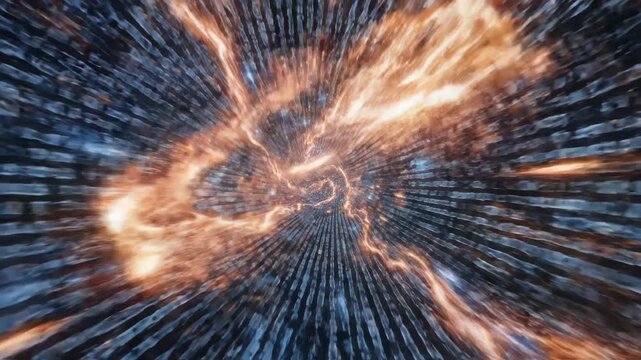 Abstract digital tunnel with glowing elements for commercial backgrounds, digital design, and advertising