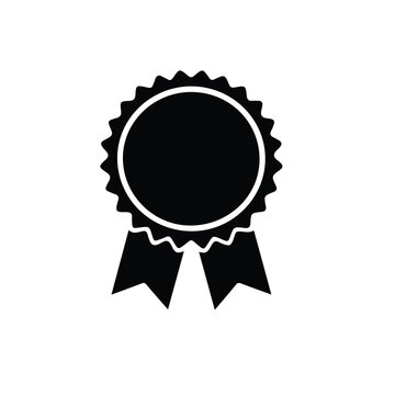 award badge ribbon icon single vector on white background. blank award ribbon rosette