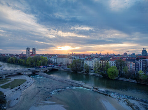 Aerial cityscape image of central Munich, Germany