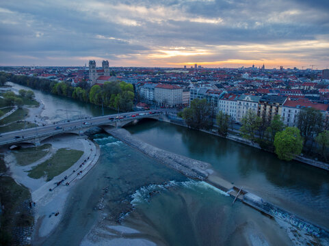 Aerial cityscape image of central Munich, Germany