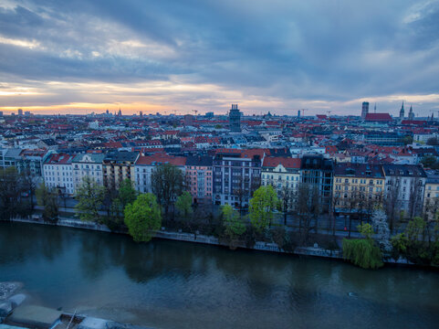 Aerial cityscape image of central Munich, Germany