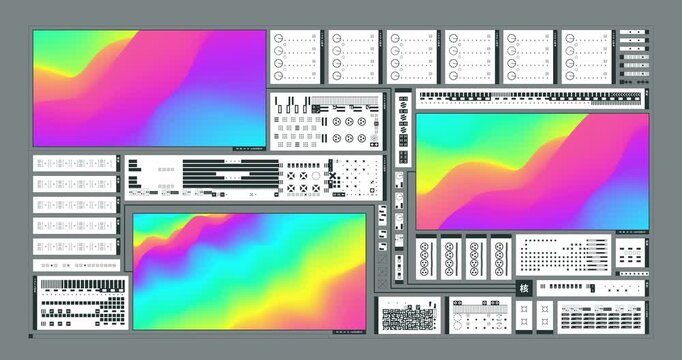 Abstract pastel gradient interface with scrolling data terminal and fluid iridescent motion loop