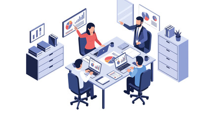 Business people working at office desk. © Yahya