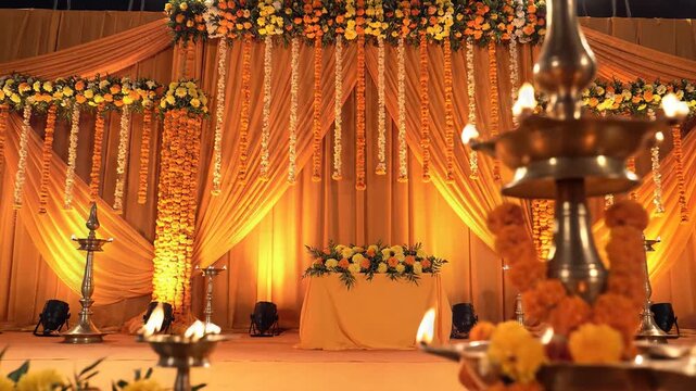 Traditional Indian Stage Decoration for Maharashtra Day Festival