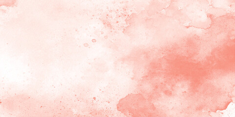 Fototapeta premium Soft peach watercolor background with splotches and splatters for design and decoration