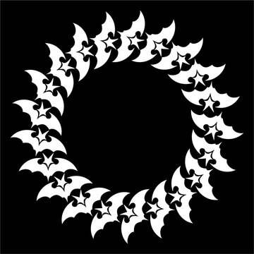 Decorative Bat and Star Circular Pattern in Gothic Radial Layout