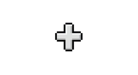 Fototapeta premium Pixelated plus sign on white background.