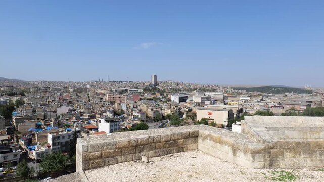 Gaziantep cityscape from Gaziantep castle, Gaziantep Kalesi in the old town of Gaziantep, Turkey