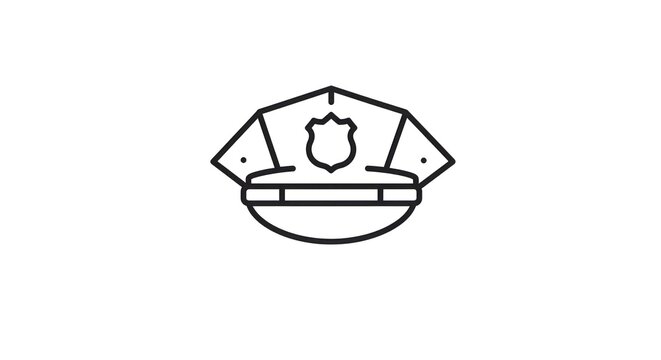 Police Officer Hat Icon Symbol.