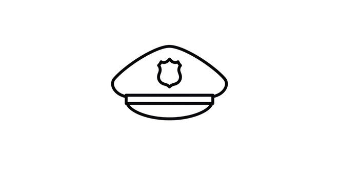 Police Officer Hat Icon Symbol.