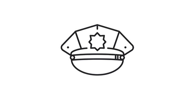 Police Officer Hat Icon Symbol.