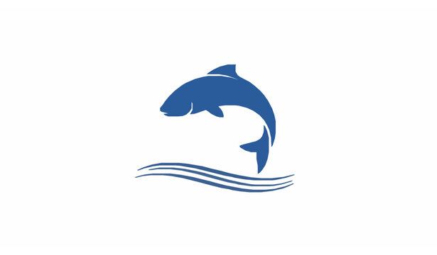 Minimal jumping carp fish logo clean vector design