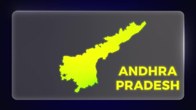 Simple Clean Andhra Pradesh India Map Intro Modern Template Glow Effect Explainer Documentary Style 4K Video	
