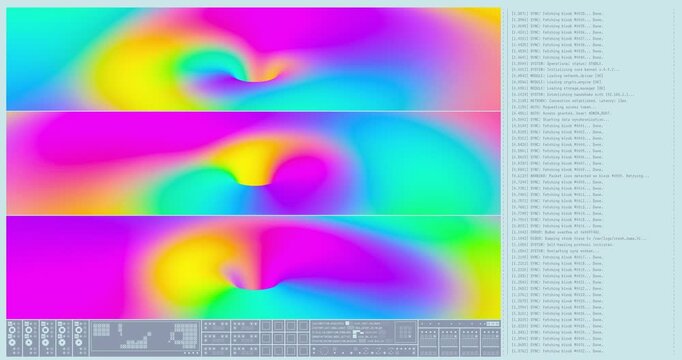 Abstract vibrant gradient tunnel loop with geometric shapes and soft blur