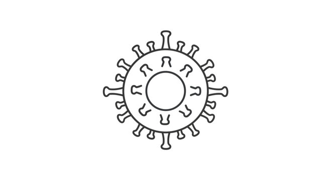 Stylized Outline Icon of Coronavirus Molecule on White Background