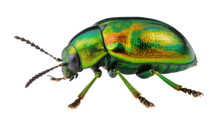 Vibrant metallic green beetle with orange and yellow markings © Ines