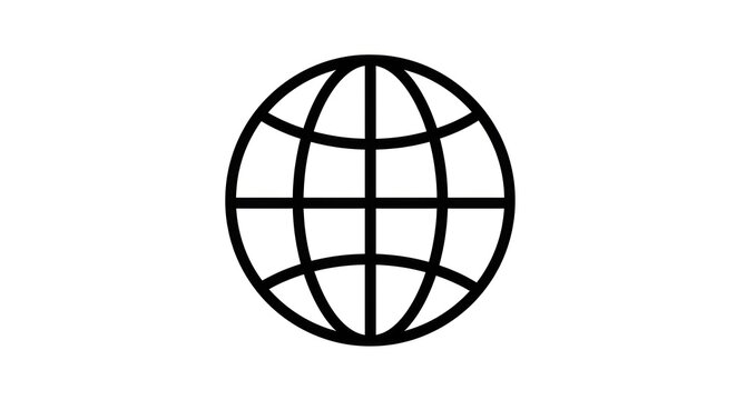 Simple Black Globe Icon Symbol.