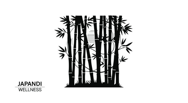 Bamboo forest silhouette conveys the calm essence of Japandi style decor.
