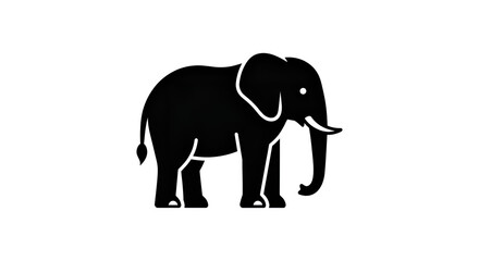 Fototapeta premium Minimalist flat vector icon of standing elephant side view,