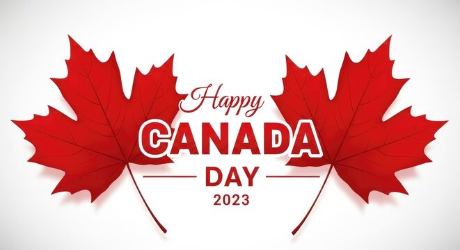 Festive canada day greeting with maple leaves and calligraphy celebrating national pride