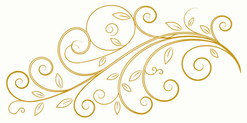 Fototapeta premiumAbstract floral design element featuring a vintage vector pattern with flower ornaments, swirls, and black leaf silhouettes for an ornate nature illustration