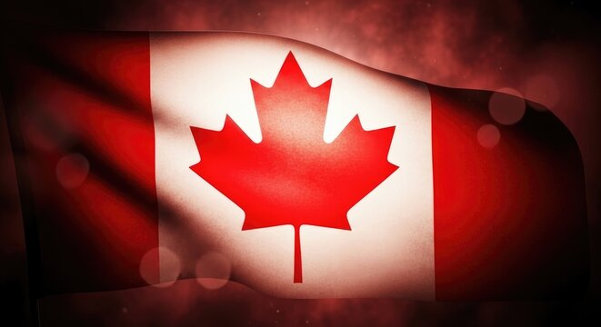 Vibrant canadian flag display a close up of the maple leaf and national symbolism