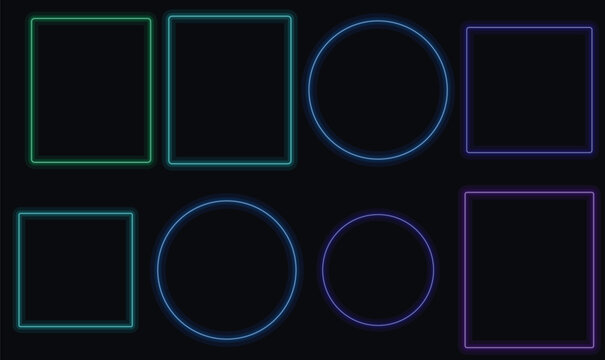 Cyberpunk Neon Shape Borders Vector for Futuristic Gaming UI and Tech Web Graphics