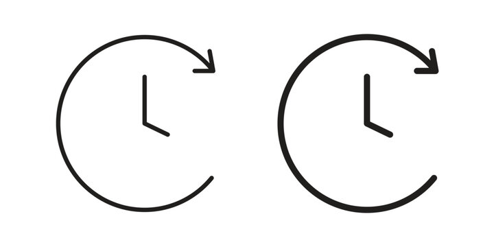 Time forward icon vector illustration in line style. flat silhouette designs