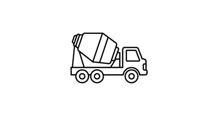 Fototapeta premium Simple Line Art Concrete Mixer Truck Illustration.