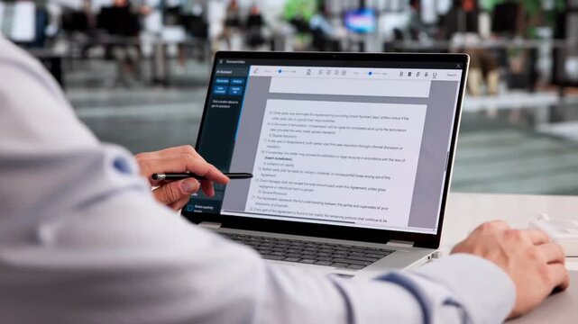 Business Professional Carefully Signs A Digital Contract