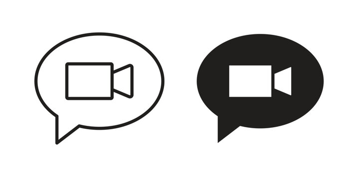 Video call icon vector illustration in line style. flat silhouette designs