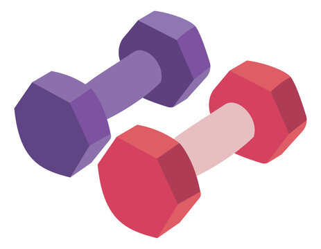 Colorful isometric dumbbells fitness equipment illustration