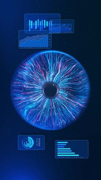 AI Powered Data Analytics Eye Business Intelligence Dashboard Advanced artificial intelligence data driven eye interactive charts. predictive analytics, machine learning, smart data decision making