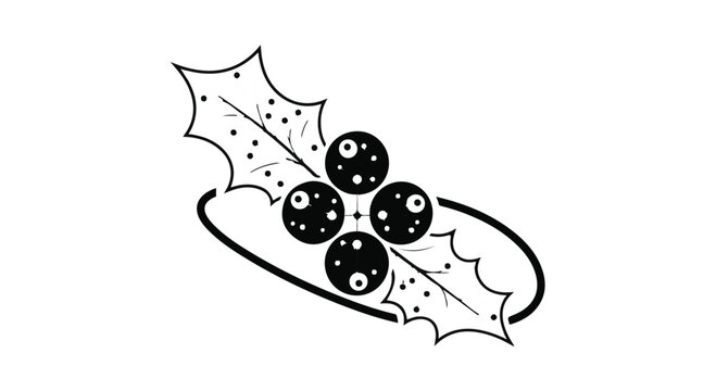 Holly berries and leaves are arranged in a circular frame to signify seasonal festivities and traditional winter holiday decorations.