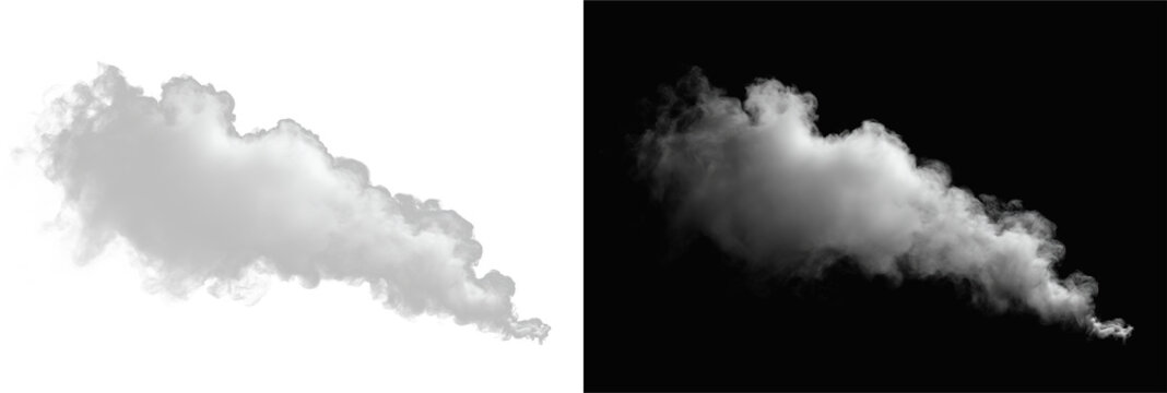 Smoke trail and thick vapor plume for cinematic gas effects, overlay long white fog