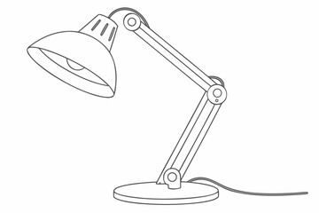 Fototapeta premium A minimalist line art illustration of a desk lamp with an adjustable arm and simple design