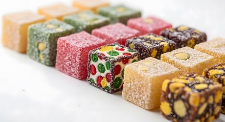 Fototapeta premium Assortment of turkish delight a colorful and sweet confectionery display