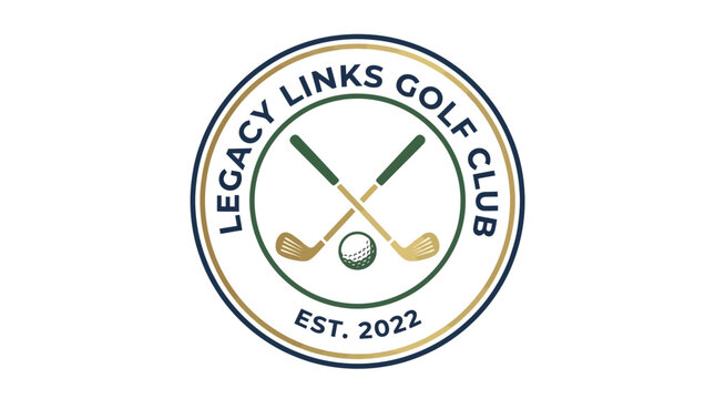 Classic golf club emblem showcasing traditional crossed irons and a pristine ball, symbolizing heritage and the sport's enduring spirit on the green course