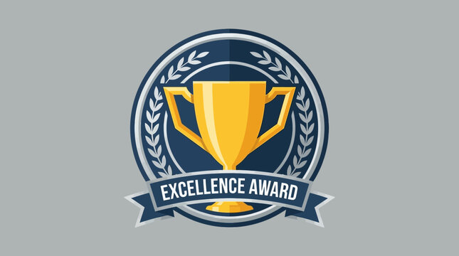 A premium excellence award trophy with a laurel wreath and ribbon, symbolizing achievement and recognition