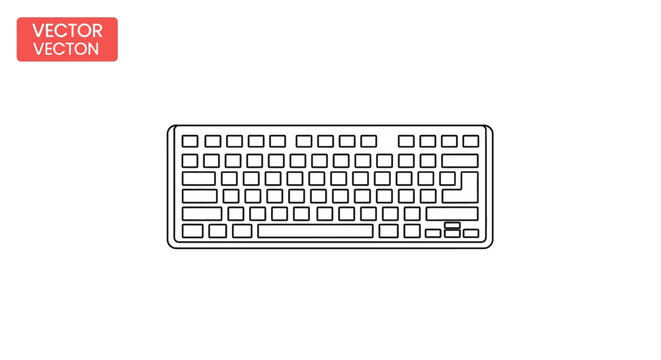 Modern computer keyboard outline icon, digital technology device for typing and data entry