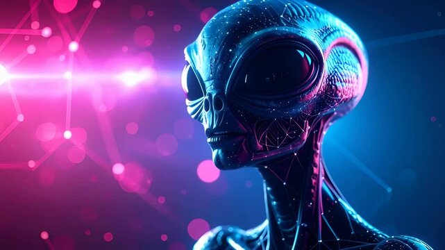Captivating Futuristic Alien Portrait Displaying Intricate Details and Imaginative Lighting Effects in a Cosmic Environment