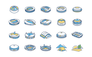 ドーム、スタジアム、アリーナ、公園　カラーアイコン集 © mizutama