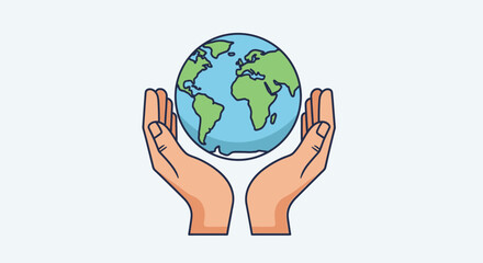 Fototapeta premium Hands holding the Earth, symbolizing global care and environmental protection.